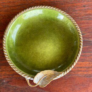 Mid Century Evans Green Guilloche Enamel Nut Dishes - Set Of 2